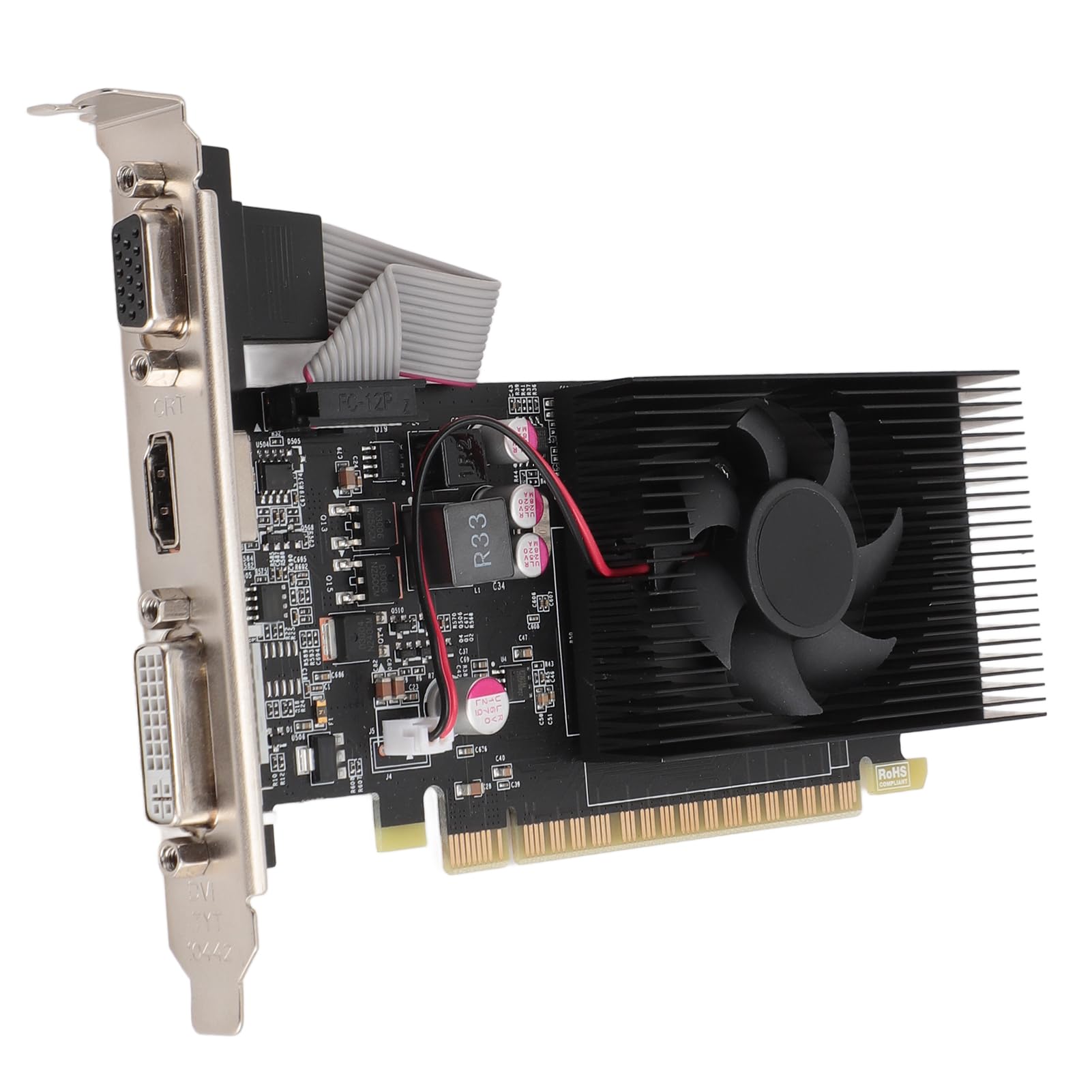 Brrnoo Schede Grafiche per Computer, Scheda Video con Ventola di Raffreddamento Scheda Grafica da Gioco PCIe 2.0 16X GT730 Scheda Grafica GDDR3 da 4 GB a 128 Bit per Wins 10 11