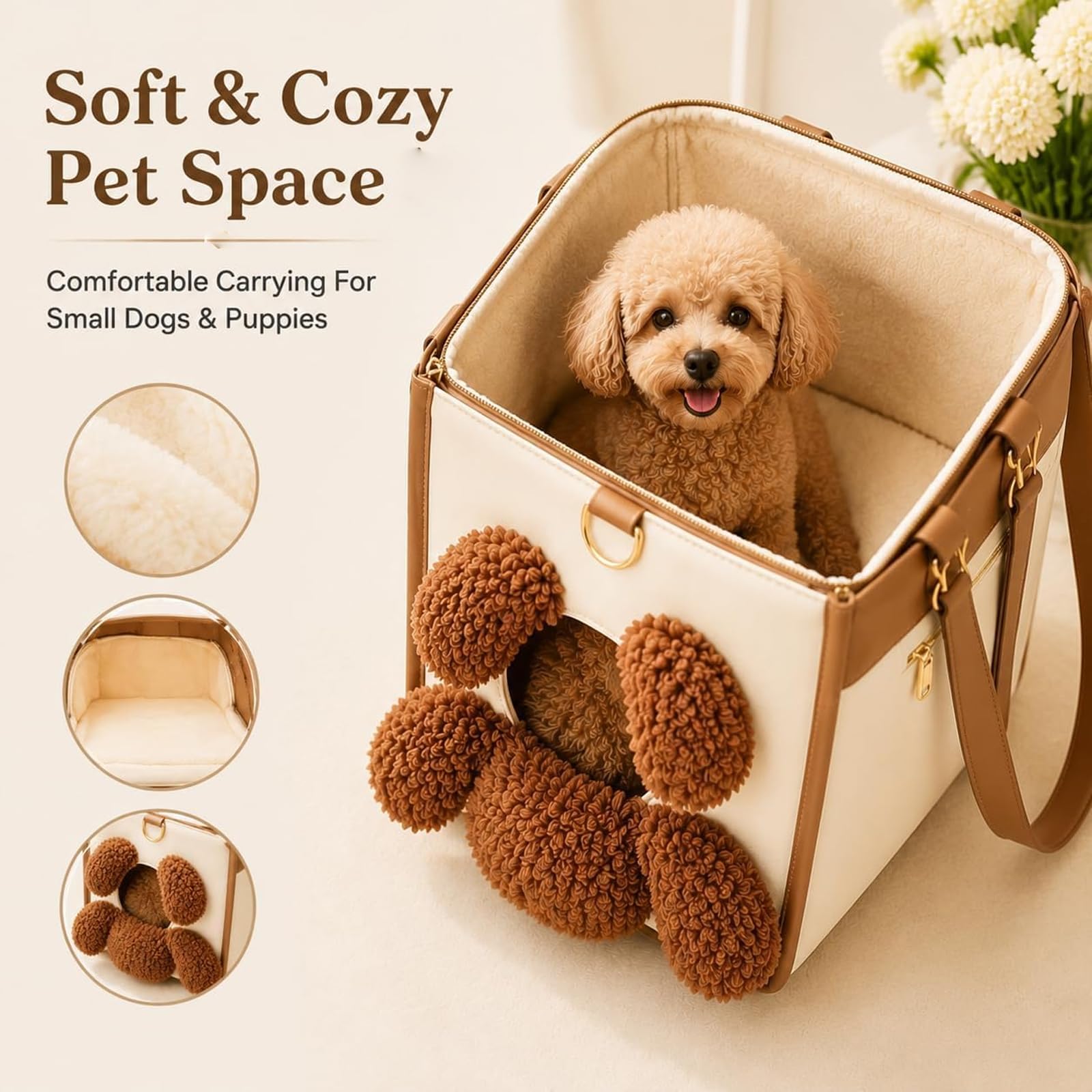 Teddy-Hundetragetasche (White,Medium)
