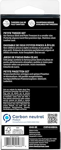 Miniatura 11 de Tweezerman Petite Tweeze Set with Travel Case - Point and Slant Tweezers, Tweezers for Travel (Black Case)