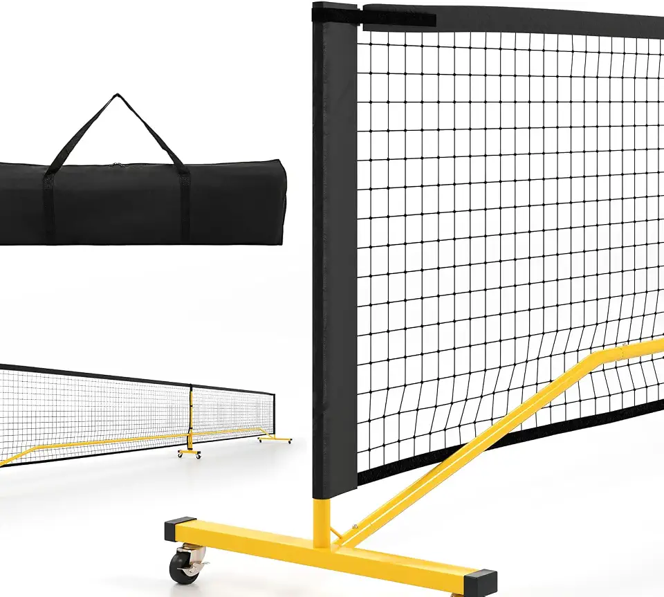 LIFEZEAL Red de Pickleball Portátil, Sistema de Red de Pickleball con Ruedas Flexibles y Bolsa de Transporte, Set de Red de Pickleball para Exterior