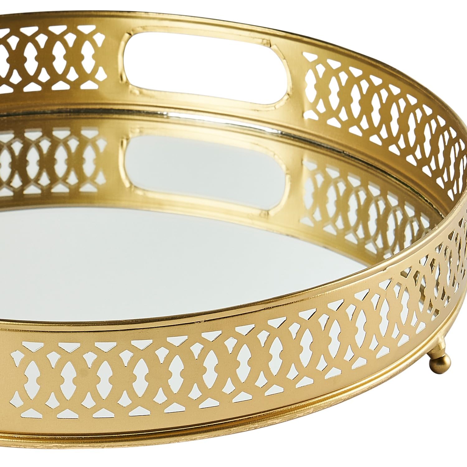 Spiegeltablett Serviertablett Nikita rund in Gold 30 cm Handarbeit