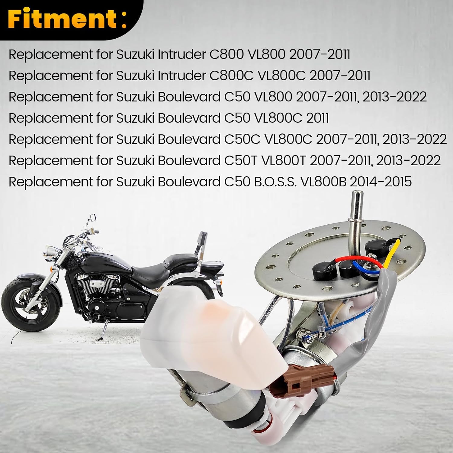 15100-41F30 Fuel Pump Assembly Replacement for Suzuki Boulevard C50 C50C C50T VL800 VL800C VL800T VL800B, for Intruder C800 C800C VL800 VL800C 2007-2011 2013-2022, 1510041F30