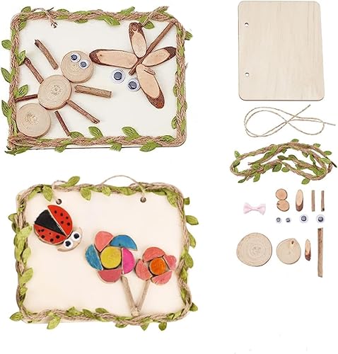 Kits de manualidades de madera para niños, 2 piezas de artesanía de madera natural, regalo inacabado para hija, hijo, regalo de Navidad, cumpleaños,