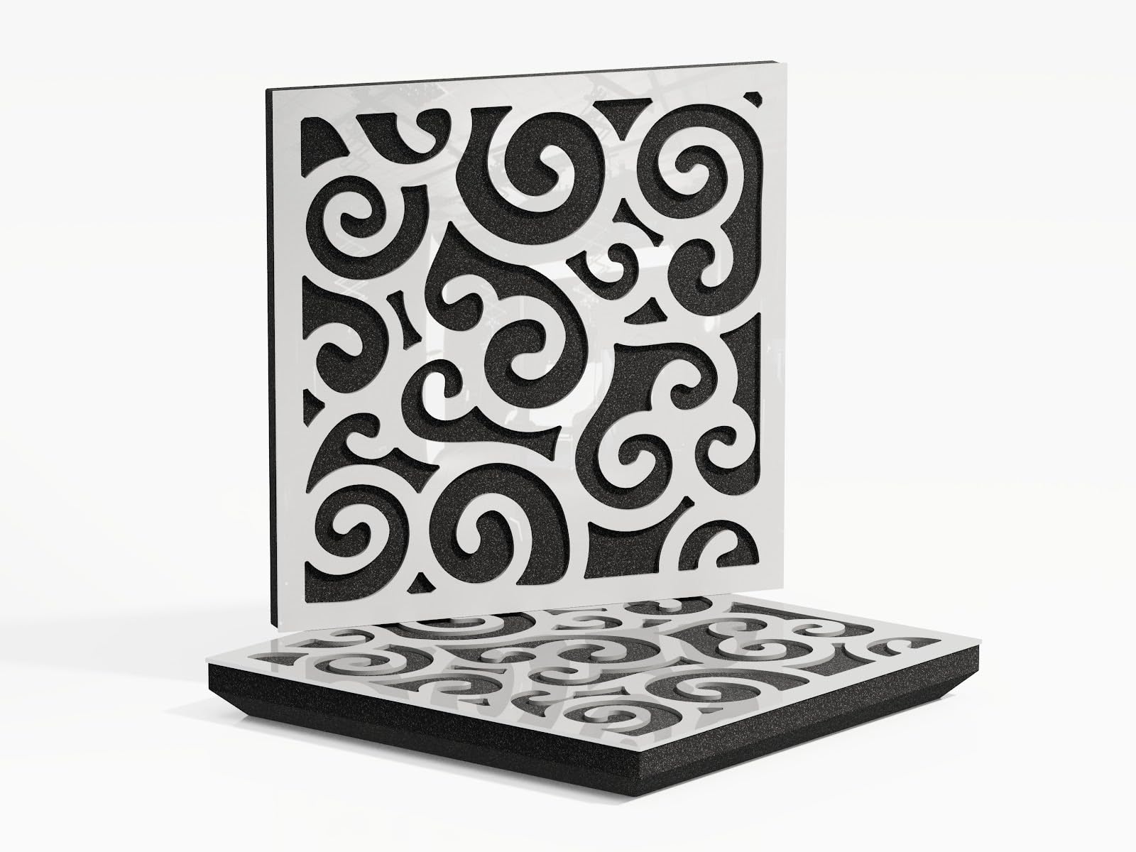 2 Pack — Sound Absorption-Diffuse Acoustic Panel | 50x50x5cm | Absorption - Diffusion - Reflection - Soundproofing | Perforated Plastic: [White Glossy Plastic | x2 P12]