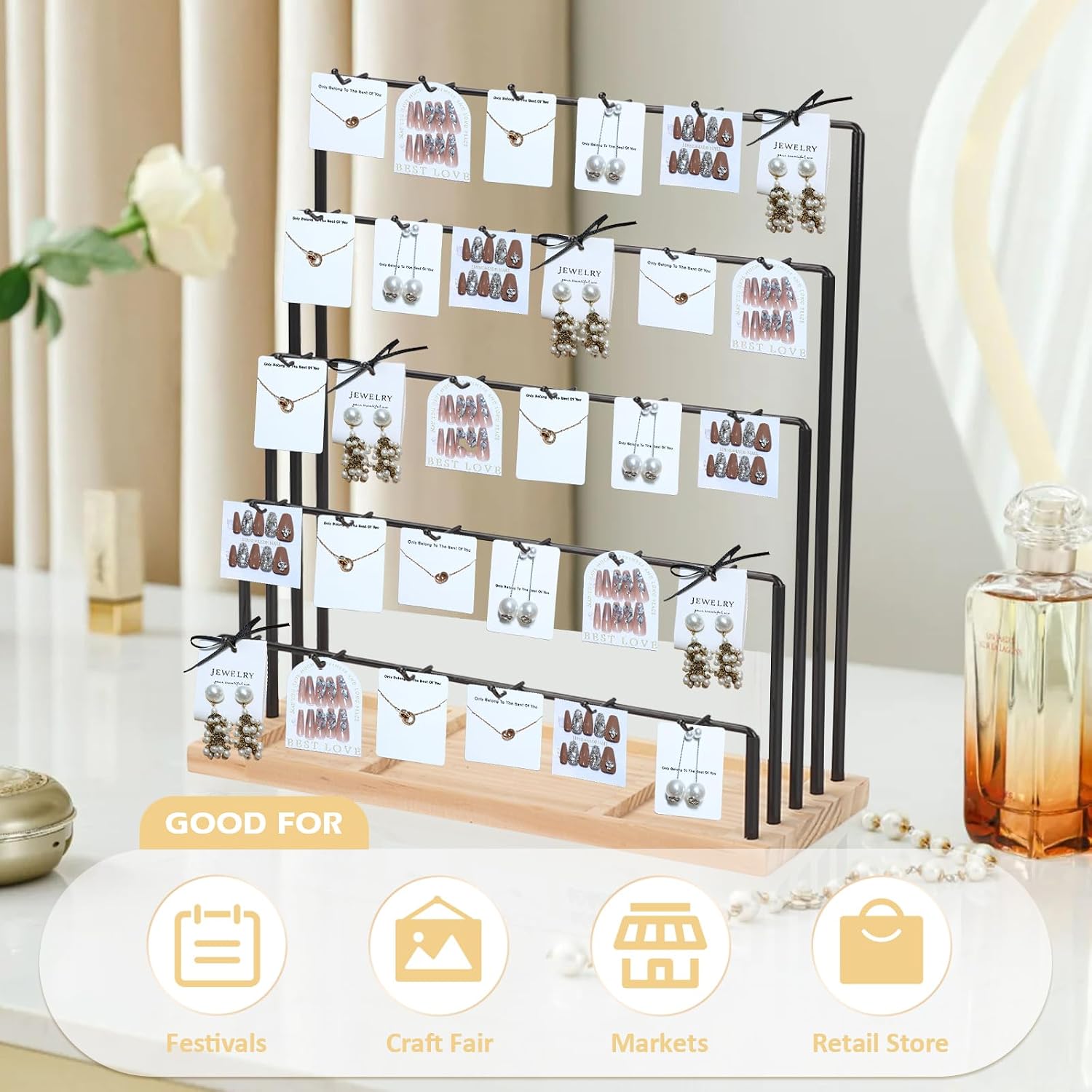 Jewelry Display for Vendors, Earring Rack Display Holder Large Capacity 35 Hooks Retail Jewelry Display for Earring Keychain