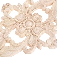 Vista 7 de MUXSAM Apliques de madera tallados para muebles, 2 calcomanías de tallado en centro sin pintar para puerta, pared, techo, gabinete, tocador, espejo