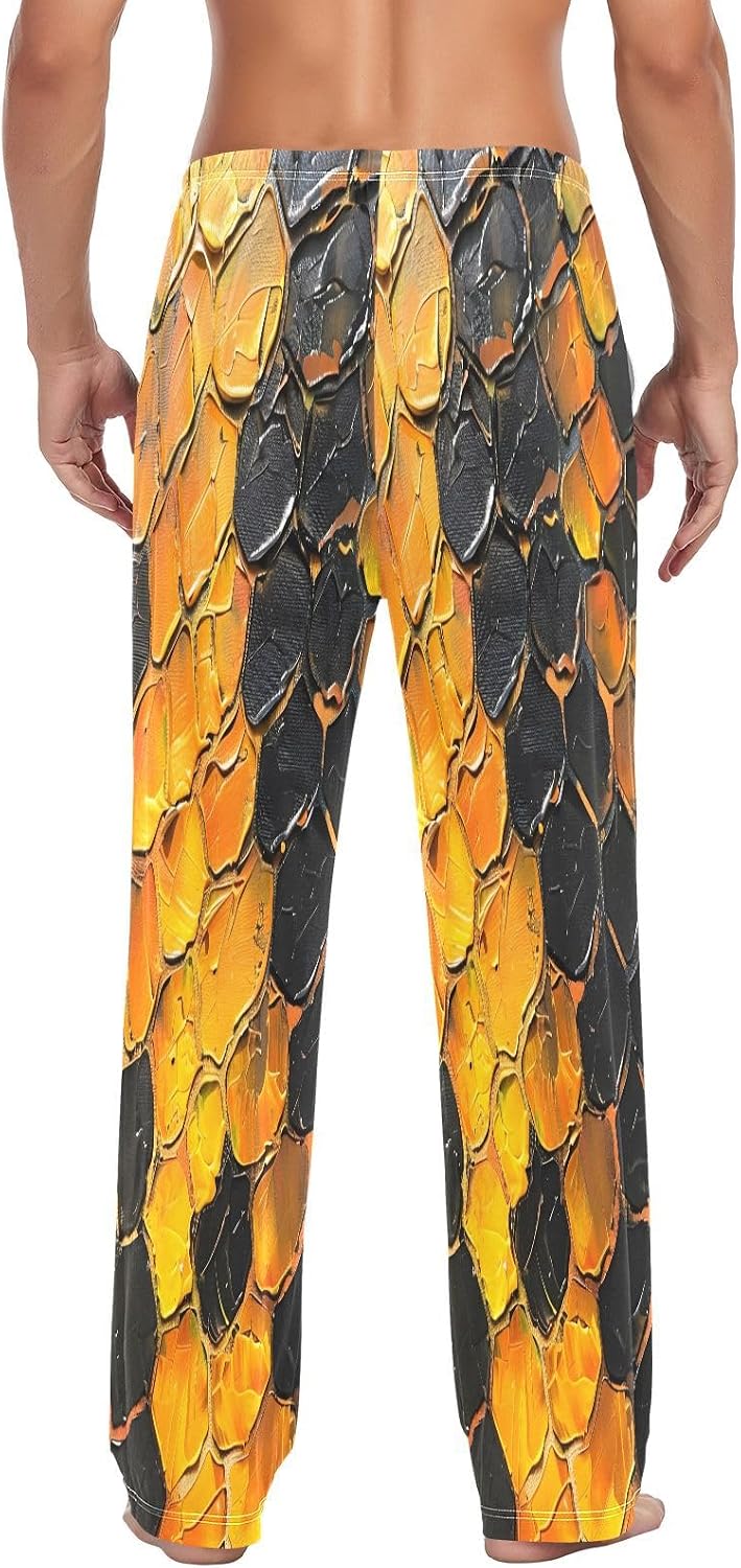 ALAZA Snake Skin Print Painting Men's Pajama Pants Men Cotton Pajama Bottoms with Pockets, S