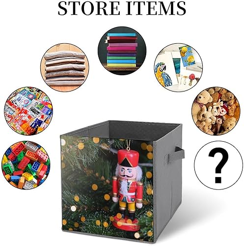 Miniatura 6 de MEIKKO Juguete divertido cascanueces plegable organizador de tela con asas, organizador de armario de árbol de Navidad para estantes, plegable, para