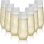 40 Pack Plastic Ribbed Wine Glasses 14oz Origami Style Disposable Wine Cups Unbreakable Clear Plastic Cocktail Glasses Disposable & Reusable for Champagne, Dessert, Catering, Weddings