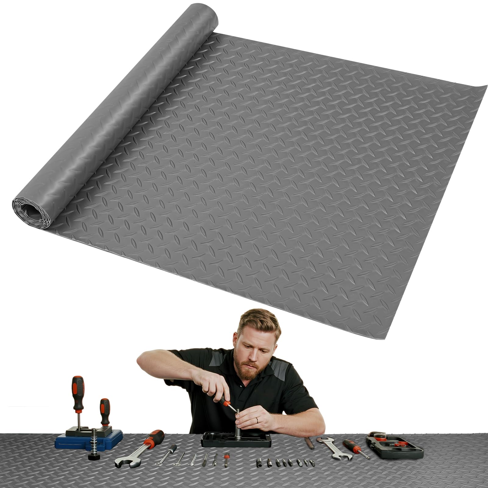24" x 47" Workbench Mat, 2mm Thick Non-Slip PVC Workbench Mat