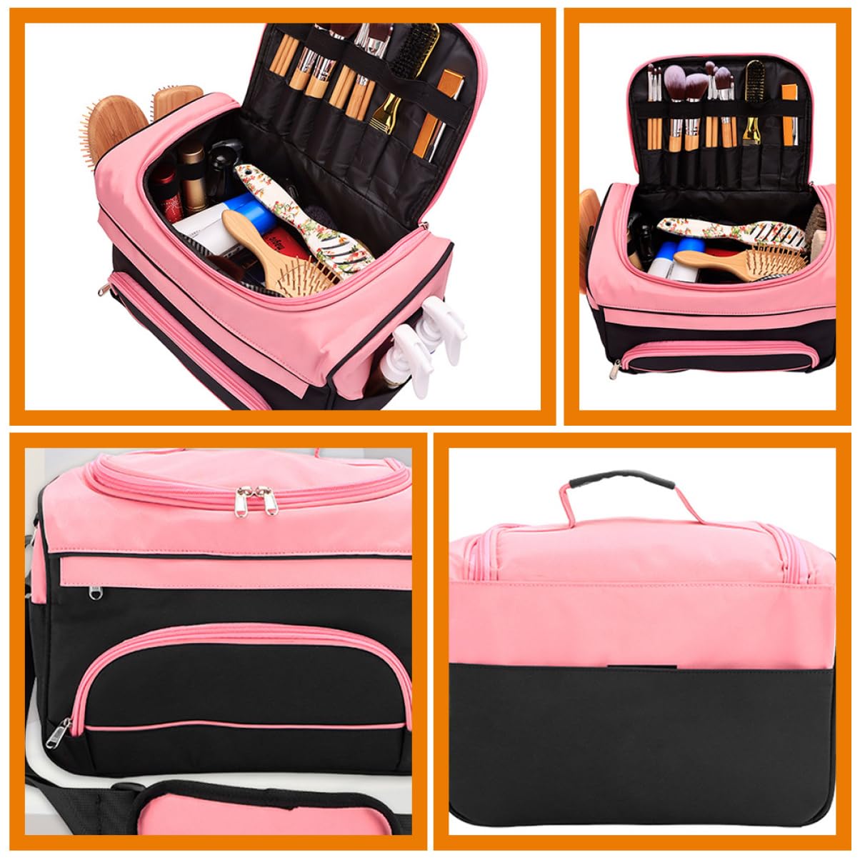 VICASKY Borsa per Strumenti da Parrucchiere Organizer Grande Divisori per Pettini Forbici Asciugacapelli Custodia da Viaggio Resistente per Accessori da Parrucchiere