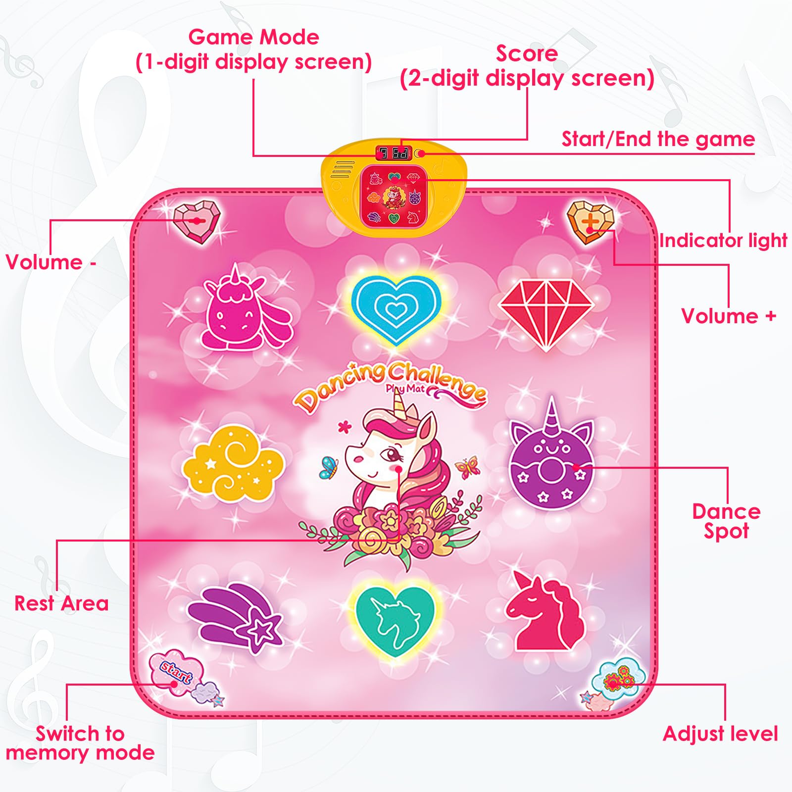 ZWOOS Tappetino da Ballo per Bambini da 3 a 12+ Anni, Tappetini da Ballo Bambina Giocattolo, Elettronico Tappeto Musicale Regalo Bambina 3 4 5 6 7 8 9 10 Anni per Natale e Compleanni