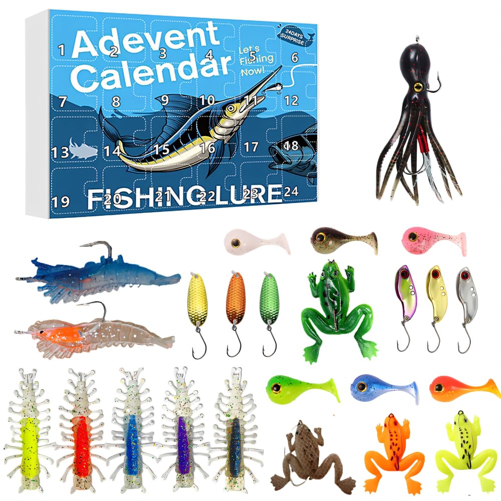 Fishing Mystery Tackle Box, Advent Calendar Christmas Lure Tackle Kit for Bass, Trout, Freshwater, Saltwater : Sports & Outdoors