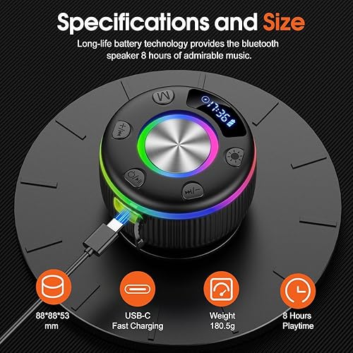 Miniatura 4 de Altavoz de ducha, altavoz Bluetooth impermeable inalámbrico, altavoces portátiles con sonido fuerte claro, ventosa, cordón, ideas de regalos