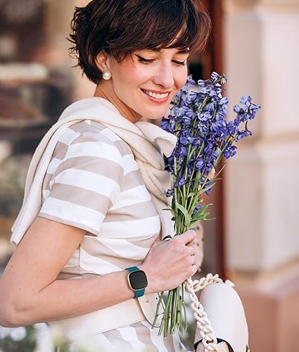 Miniatura 5 de Odbeai Bandas grabadas con flores compatibles con correas Fitbit SenseFitbit Versa 4 y 3Sense 2 1 correas para mujer, diseño floral bohemio, sin