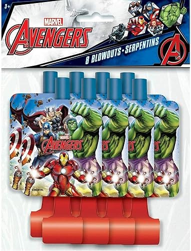 Avengers Party Blowouts  5.88" x 2"  8 piezas