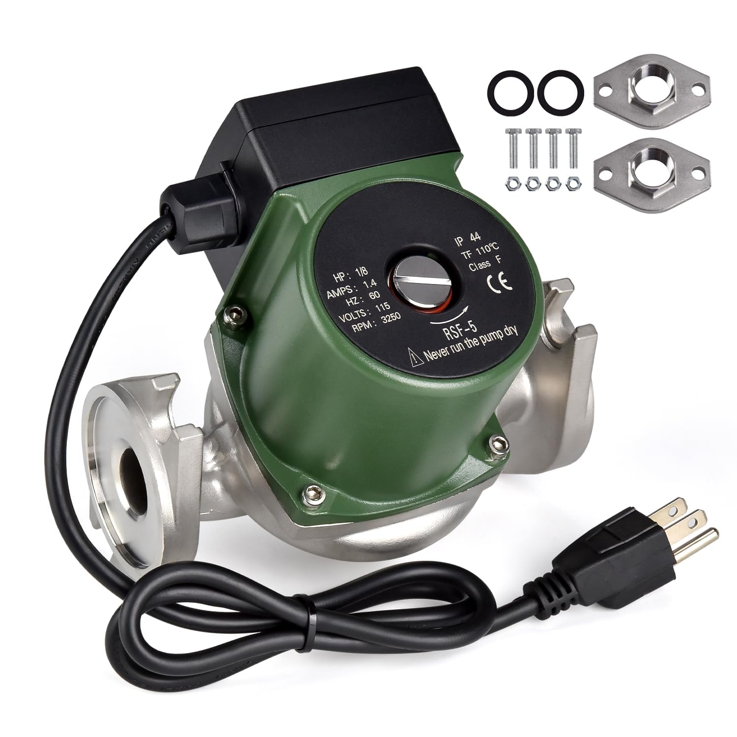009-SF5 pompa obiegowa wody, 1/8 HP 115 V 3250 obr./min 150 PSI, kompatybilna z pompą cyrkulacyjną Taco o dużej prędkości, zamiennik 009SF5 kołnierzowe hydrauliczne pompy obiegowe ciepłej