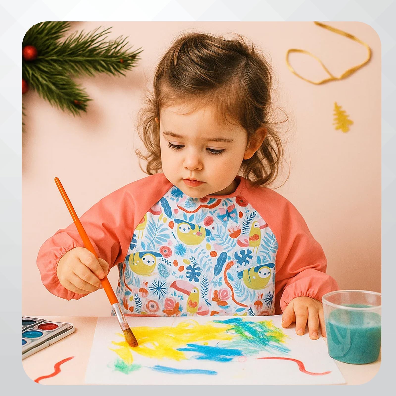 WNXBFO Kids Painting Apron with Gloves, Toddler Art Smock for Ages 3-8, Waterproof Kids Aprons for Painting Arts - Image 4