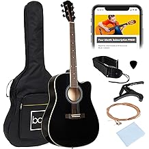 Best Choice Products 41in Beginner Acoustic Guitar Full Size All Wood Cutaway Guitar Starter Set w/Case, Strap, Capo, Strings, Picks - Black