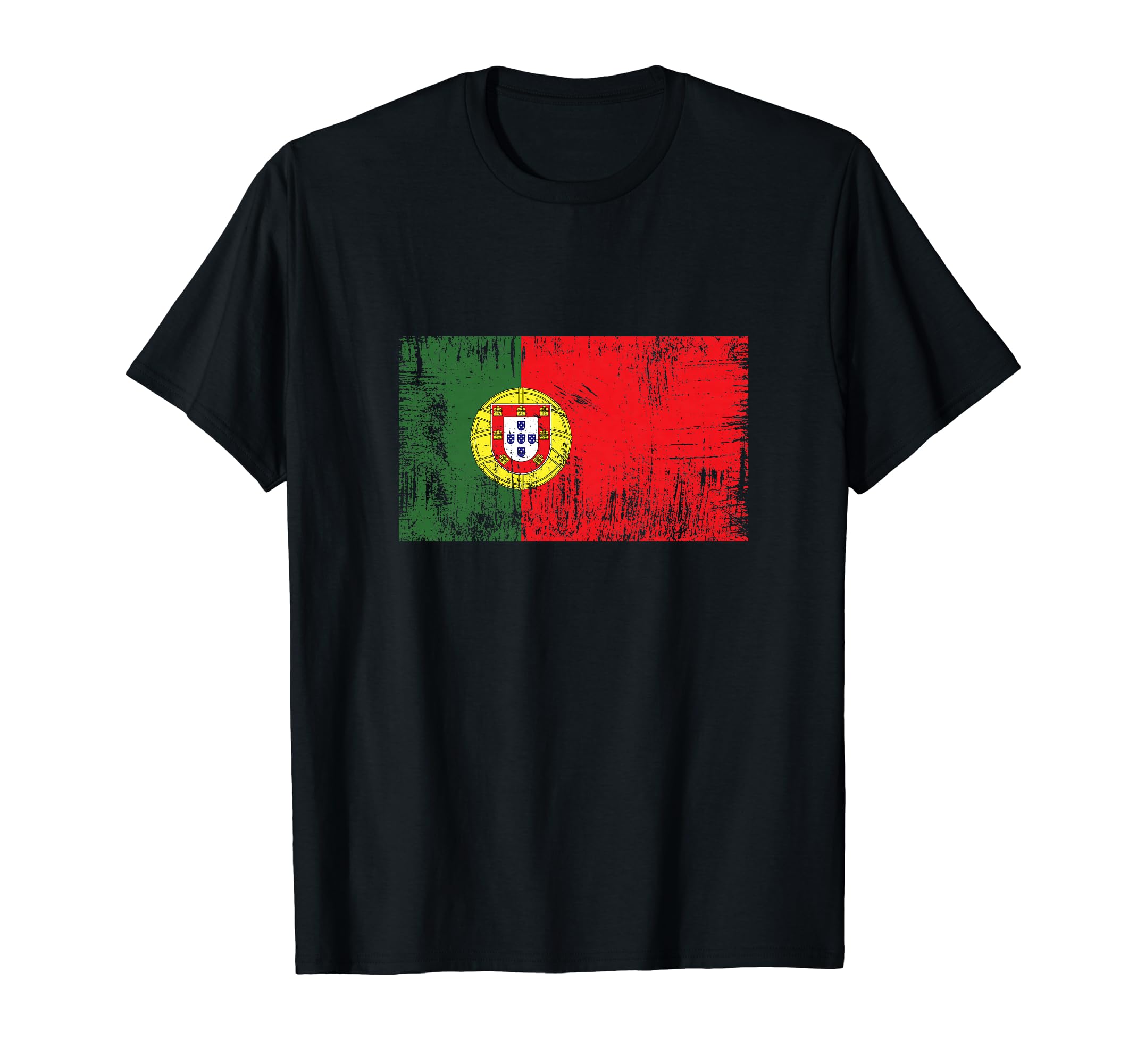 Vintage Portuguese Banner Fan Portugal Flag Retro T-Shirt, Black