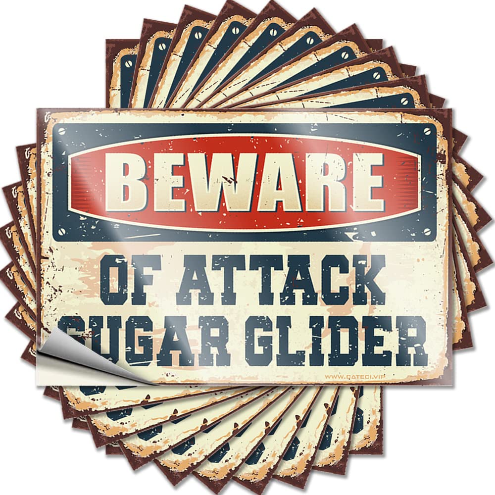 Beware of Attack Sugar Glider Affirmation Stickers | Coffee Waterproof Vinyl Window Indoor Removable Decal Peel Stick(8X12CM)