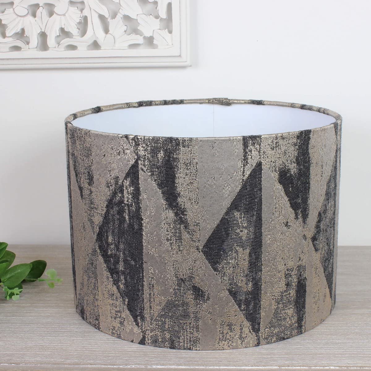 Charcoal Beige Mystique Drum Lampshade (30 cm Diameter x 21 cm Table/Standard Lamp)