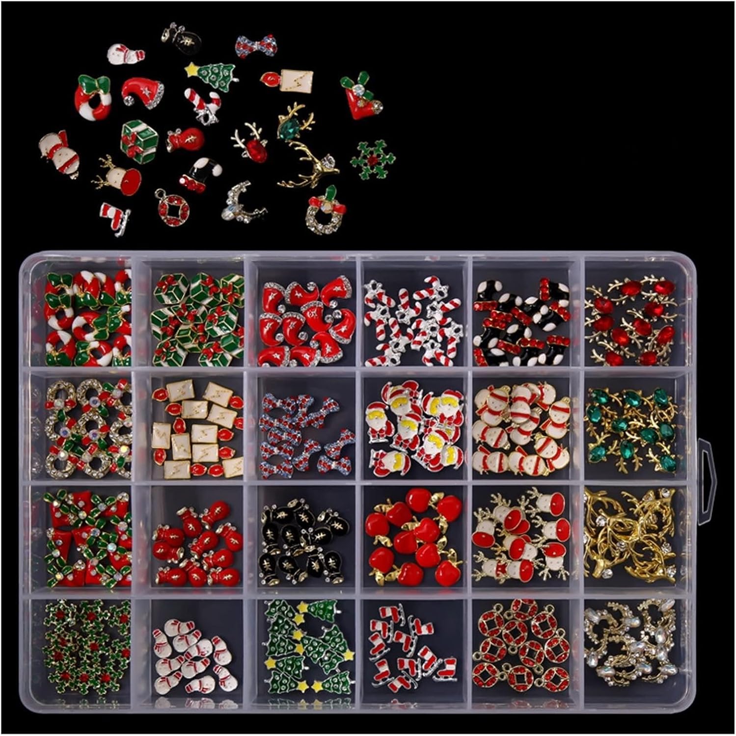 yaoqijie 240pcs/box Christmas Nail Art Styling Metal Alloy 3D Strap Rhinestone Nail Stickers DIY Nail Art Decorations Lasting (Color : 240pcs)