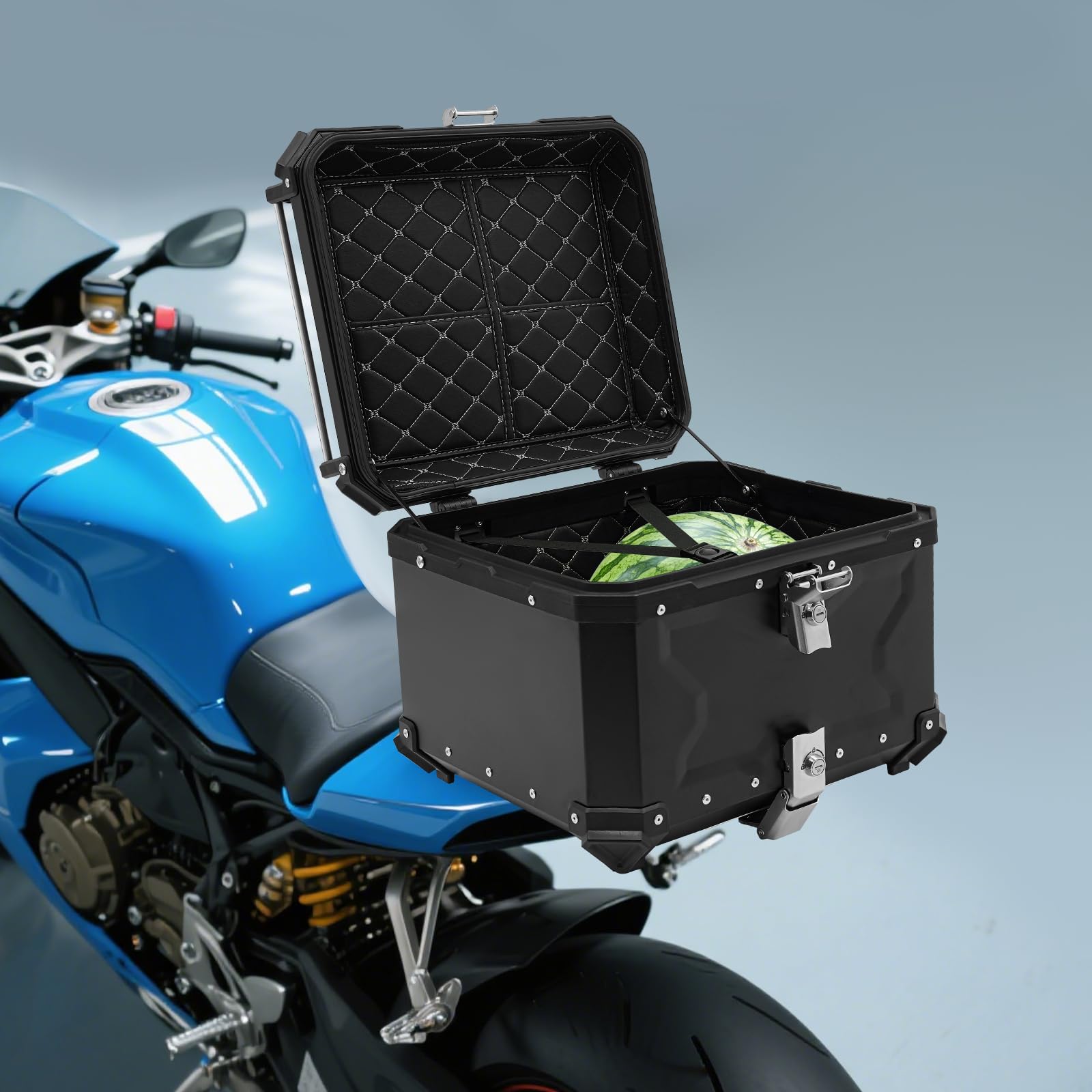 Maleta para moto, 55 L, gran capacidad, resistente al agua, caja superior para motocicleta, caja trasera con cerradura de seguridad, portaequipaje (55 L)