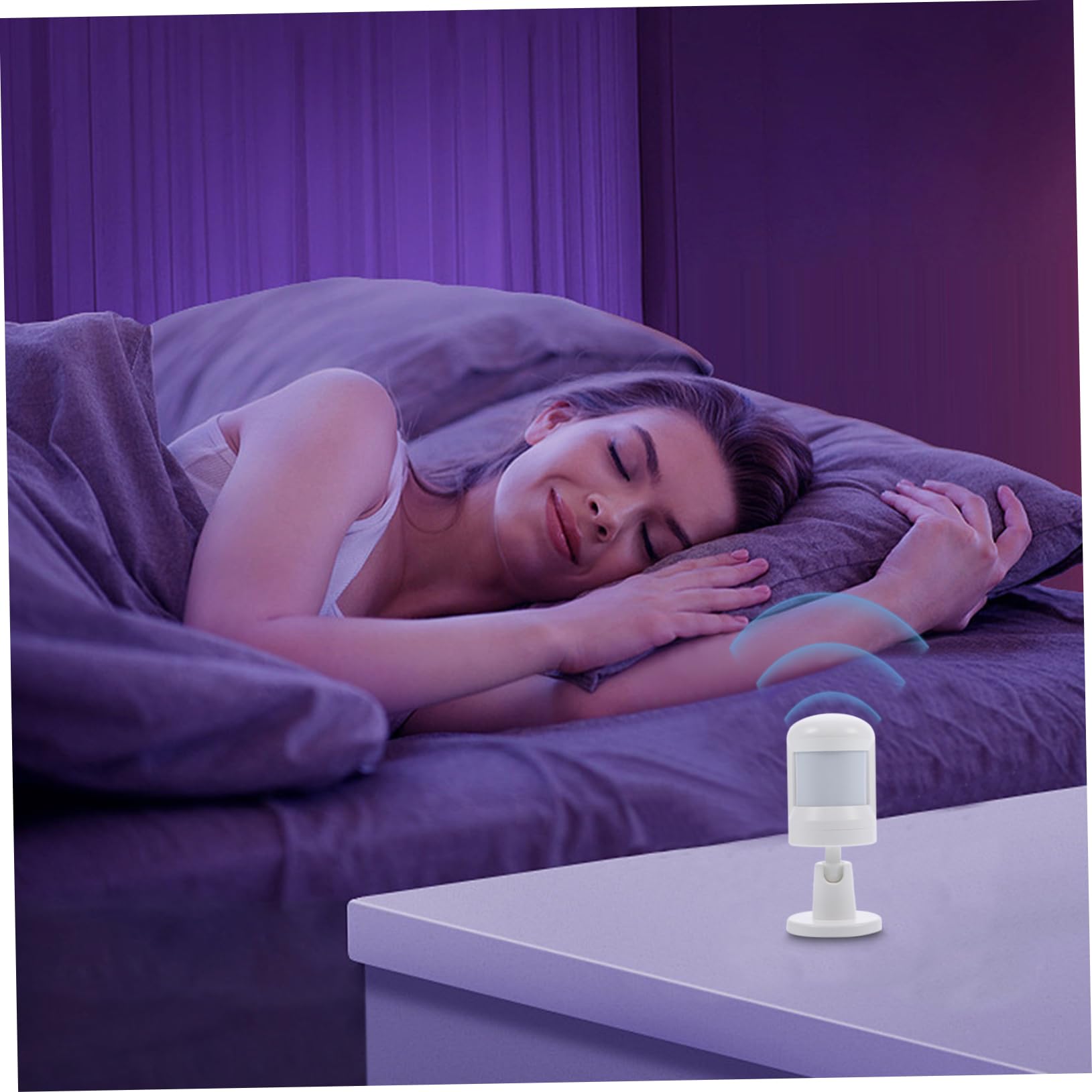 HOMSFOU Rilevatore di Movimento Pir Wireless Bianco, Notifiche All’app, Compensazione Digitale della Temperatura per Casa