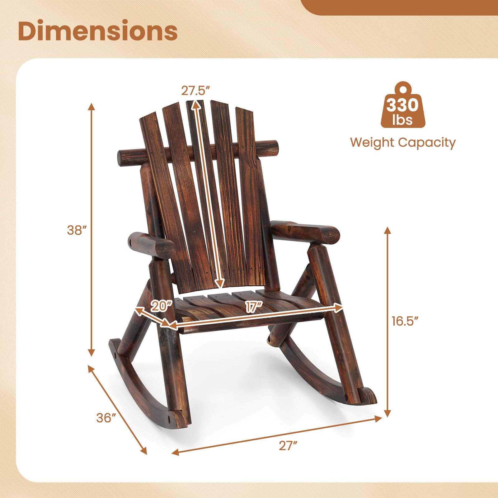 Solid Board Rocker Solid Wood Furniture Giantex Natural Wood Rocking Chair - Solid Fir ...