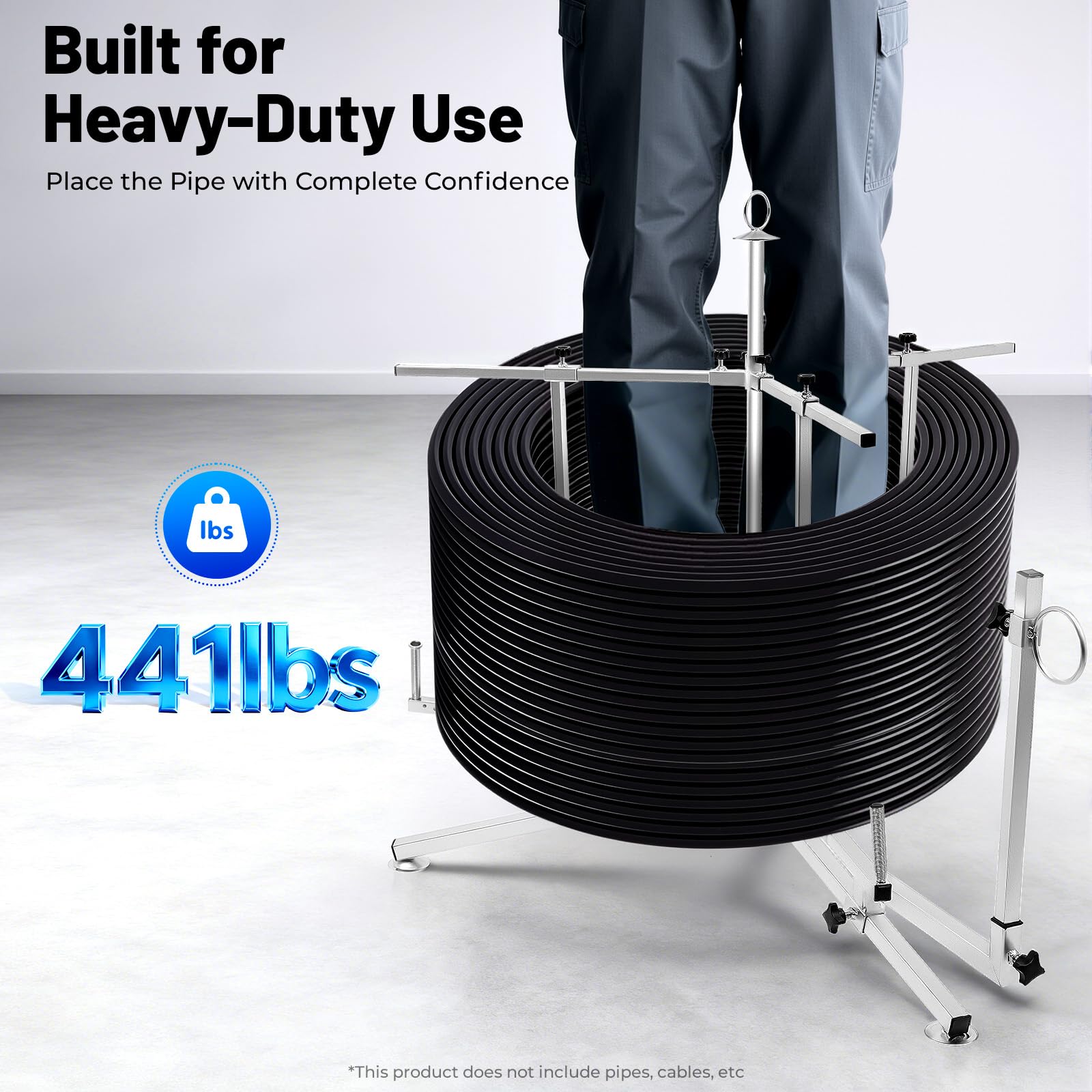 Enrollador de cables automático, 1 m, capacidad de carga de 200 kg, para calefacción por suelo radiante, PEX, tubos PERT, incluye bolsa de almacenamiento