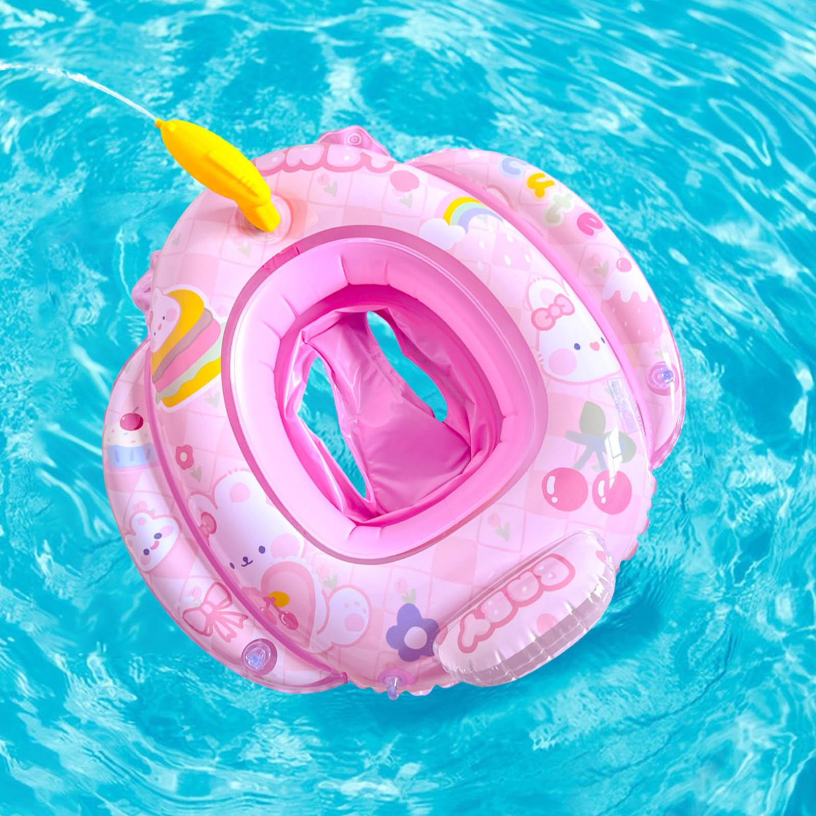 Thickened PVC Checker Inflatable Swim Ring With Built-in Confetti Durable Blow u