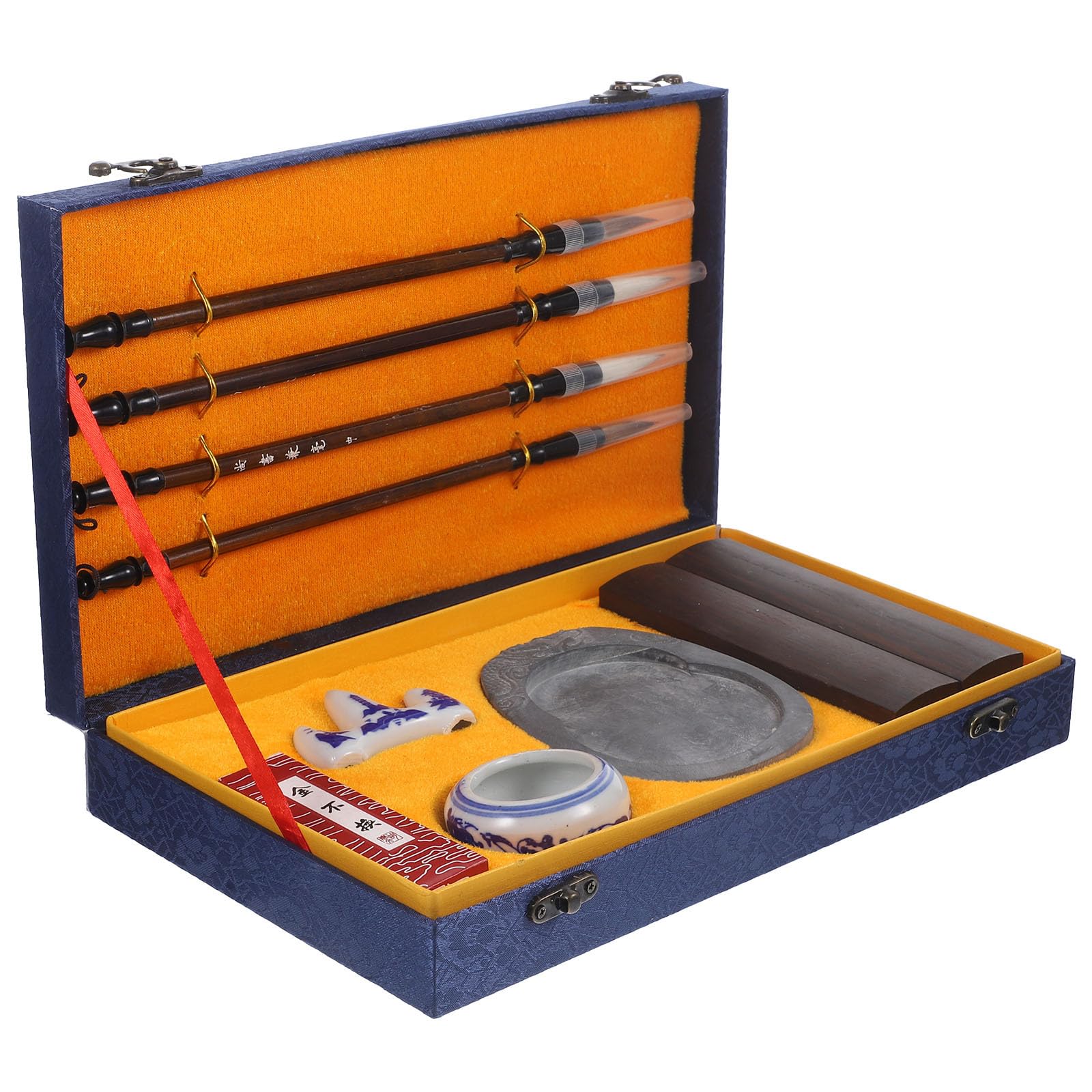 SHINEOFI Set de Calligraphie Chinoise Comprenant Pinceau D'écriture Professionnel en Bois Léger, Pierre à Encre Portable, Pratique Calligraphie Peinture