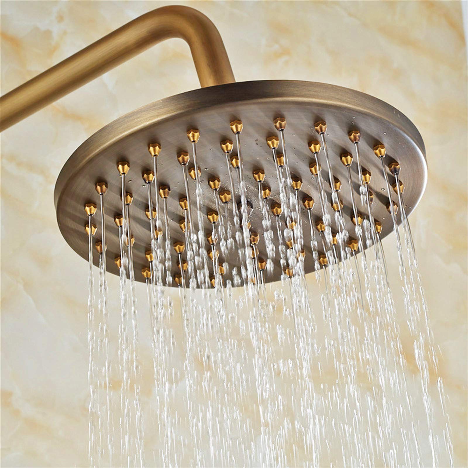 Soffione Doccia Fisse Rotondo In Ottone Spazzolato Anticato Soffione Doccione Cascata Da Con Filtro Adatto Per Doccia Da Bagno Connettore G1 / 2 Stile Vintage Bronzo (oro, 20 * 20)