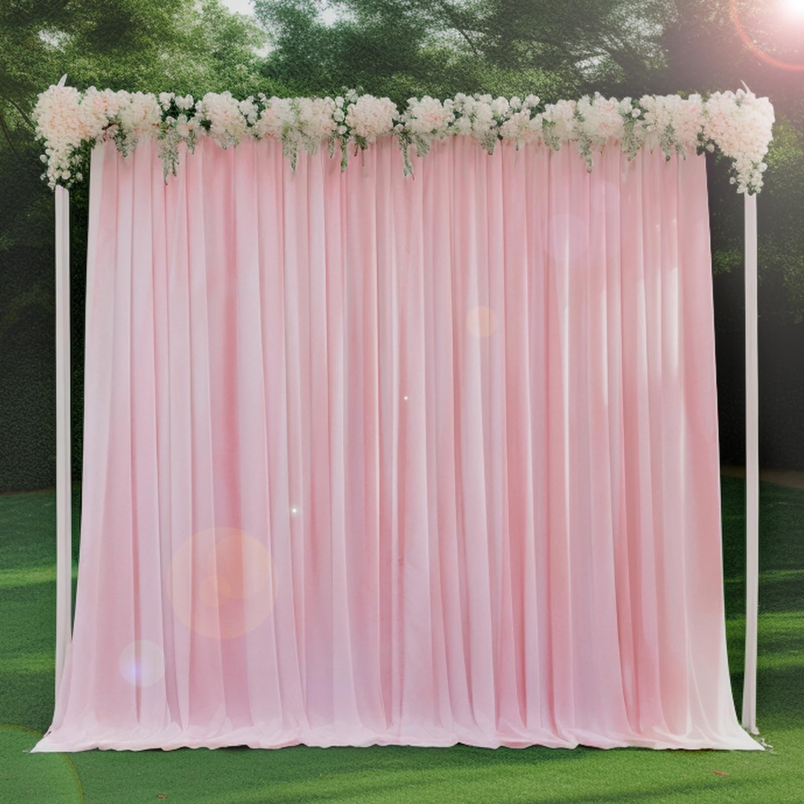 LONGYONG Backdrop Curtains for Parties Photoshot Decorations, Water Resistant Backdrop Drapes for Wedding Birthday Party Photography Background 5ft×10ft, 2 Panels, Blush Pink