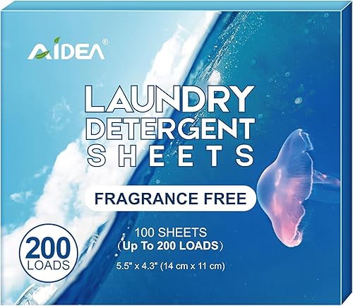 Miniatura 10 de Hojas de detergente para ropa AIDEA, aroma fresco - (100 cargas) 50 hojas, detergente en hojas para ropa, sin jarra de plástico, ligeras y fáciles