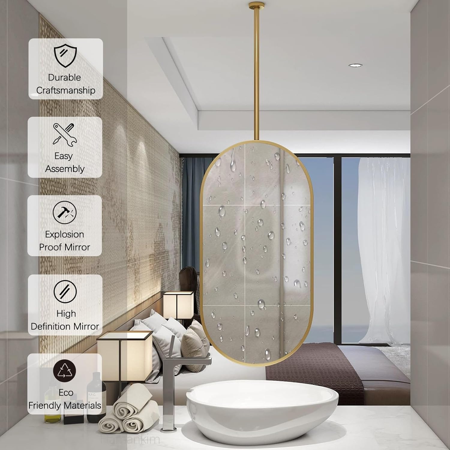 浴室鏡 装飾ミラーハンギングエントランスミラーバスルームの鏡