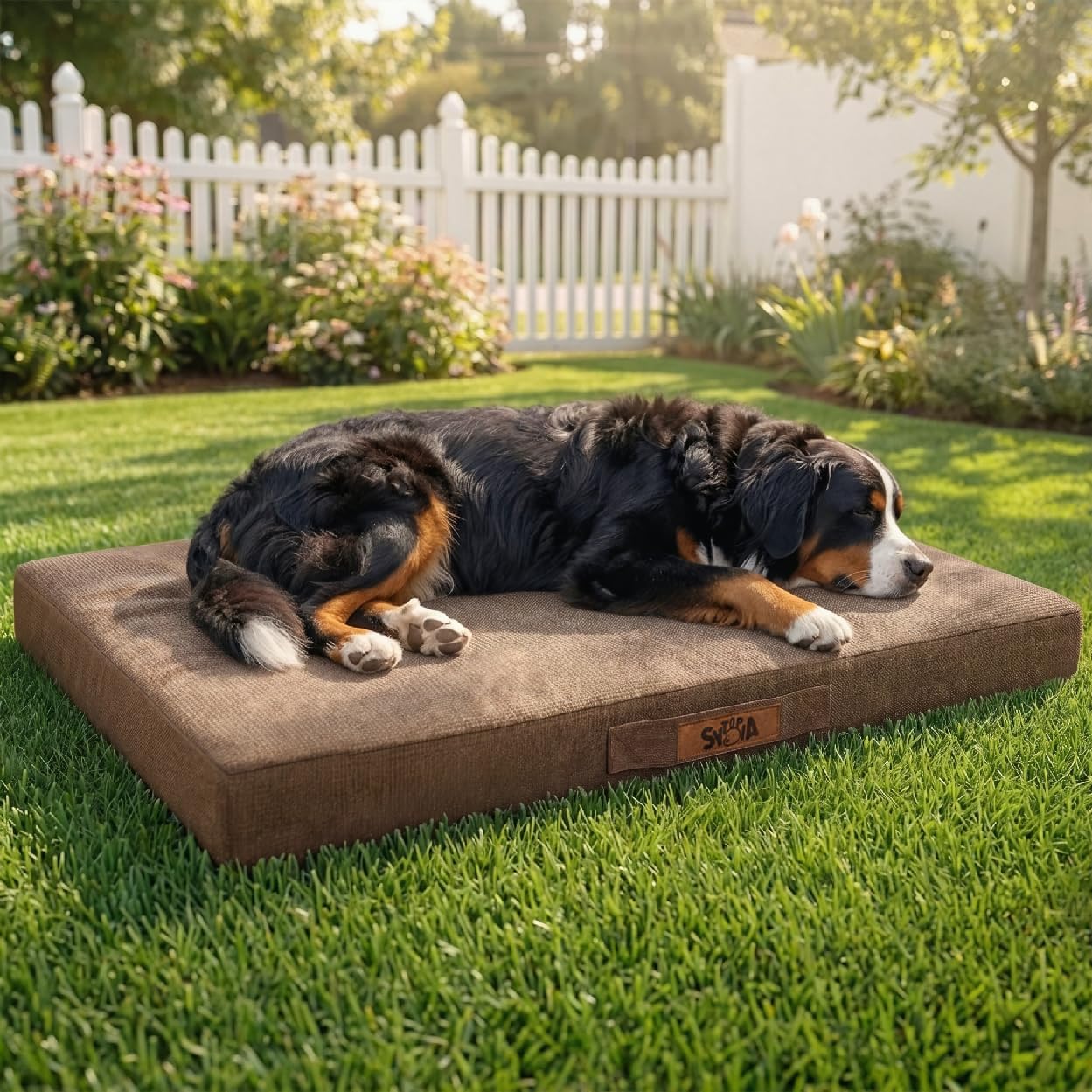 Sytopia Indestructible Dog Bed, 50" XXL Chew Proof Dog Bed for Extra Large Dogs (130 lbs), Durable Waterproof Pet Bed, Chew Resistant Dog Crate Pad, Washable Cover, Indoor & Outdoor Use, Brown