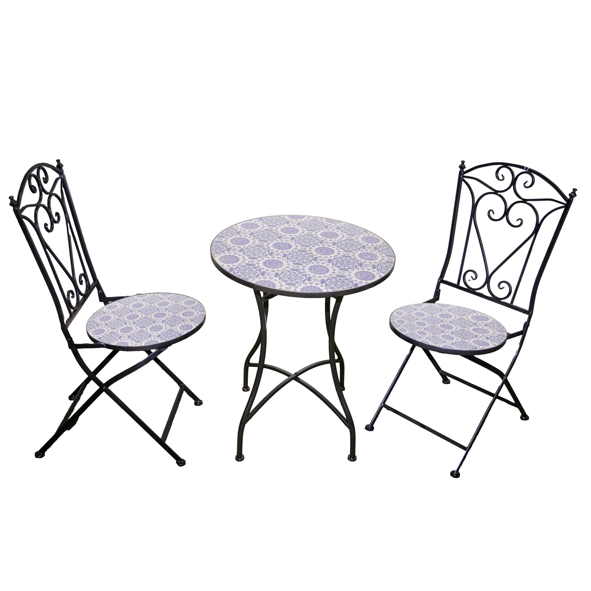 Shatchi - Porto Bistro Set - 2 Seater - Mosaic Ceramic Tile - Foldable