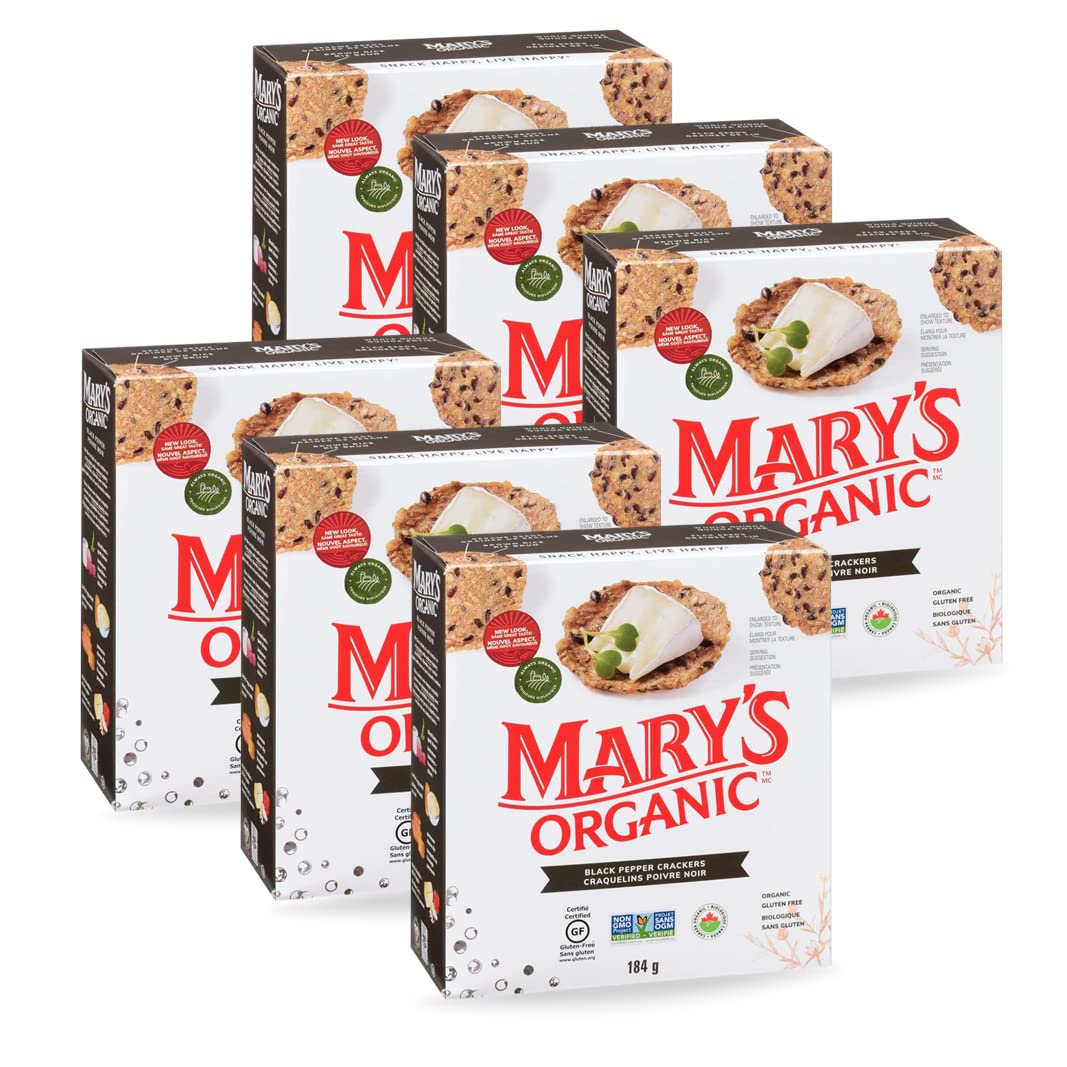 Photo 1 of **expiration date: 1/27/2023**
Mary's Gone Crackers Black Pepper Crackers, 6.5 Ounce (Pack of 6), Organic Brown Rice, Flax & Sesame Seeds, Gluten Free, (00010) Black Pepper 6.5 Ounce (Pack of 6)