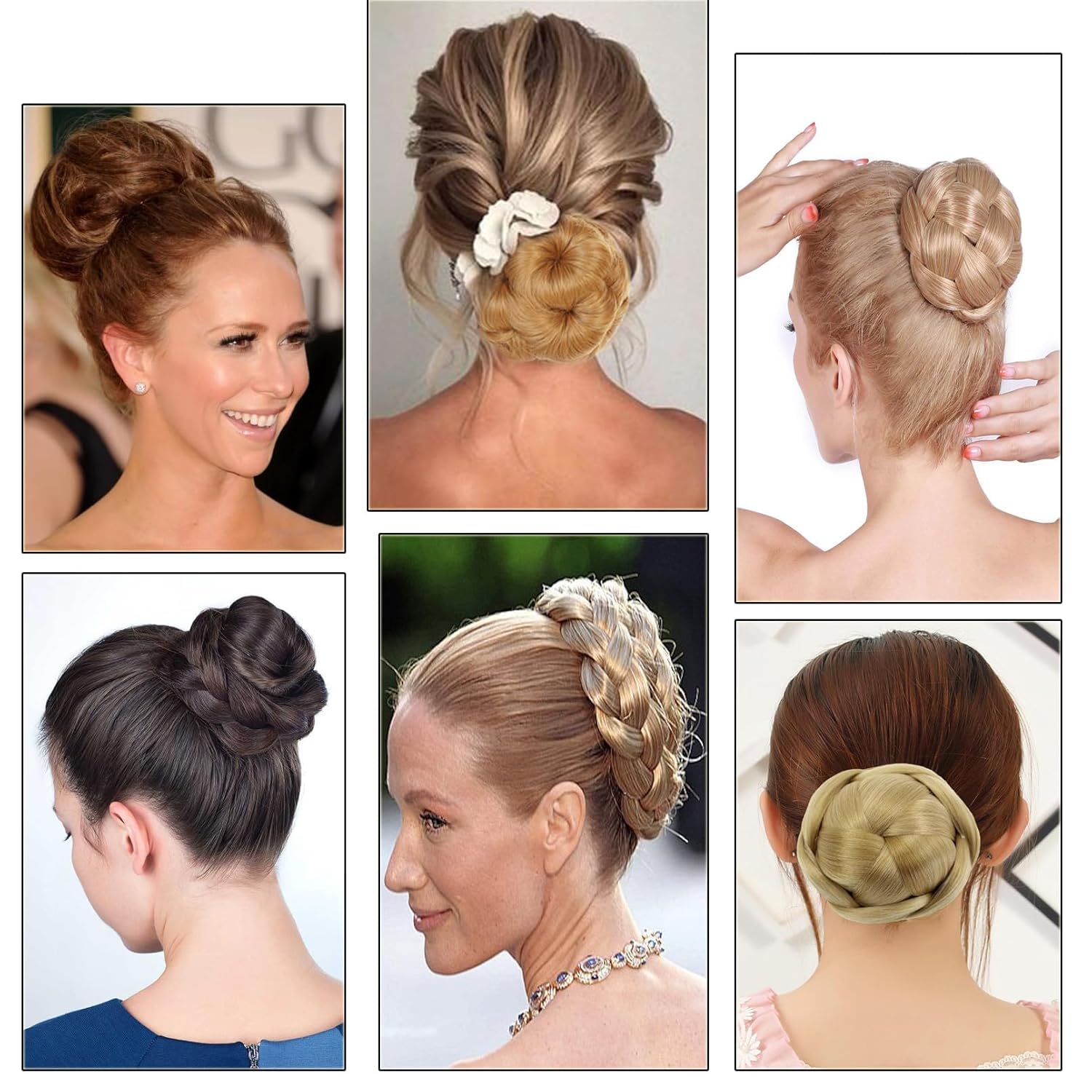 Small SizeSynthetic Hair Chignon Bun Donut Braided Hairpieces Scrunchie Clip in Hair Bun Extensions Straight Updo for Wedding Party Costume Women Beauty 7Colors avilable (Grey)