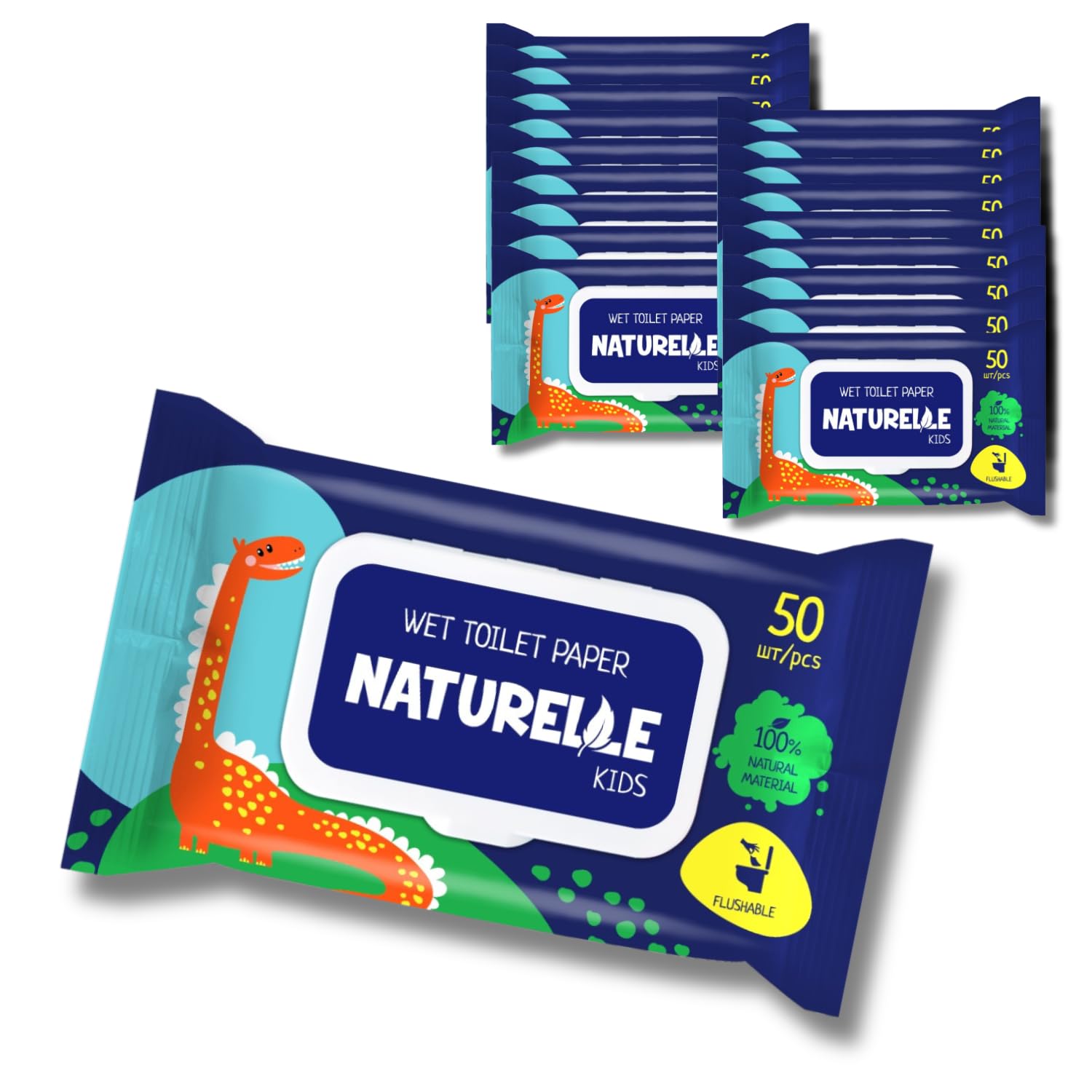 NATURELLE Kids Papier Toilette Humide pour Enfant (1000 unités) – Lingettes WC Jetables – Hygiène Douce et Pratique – Lot 20 x 50 Lingettes