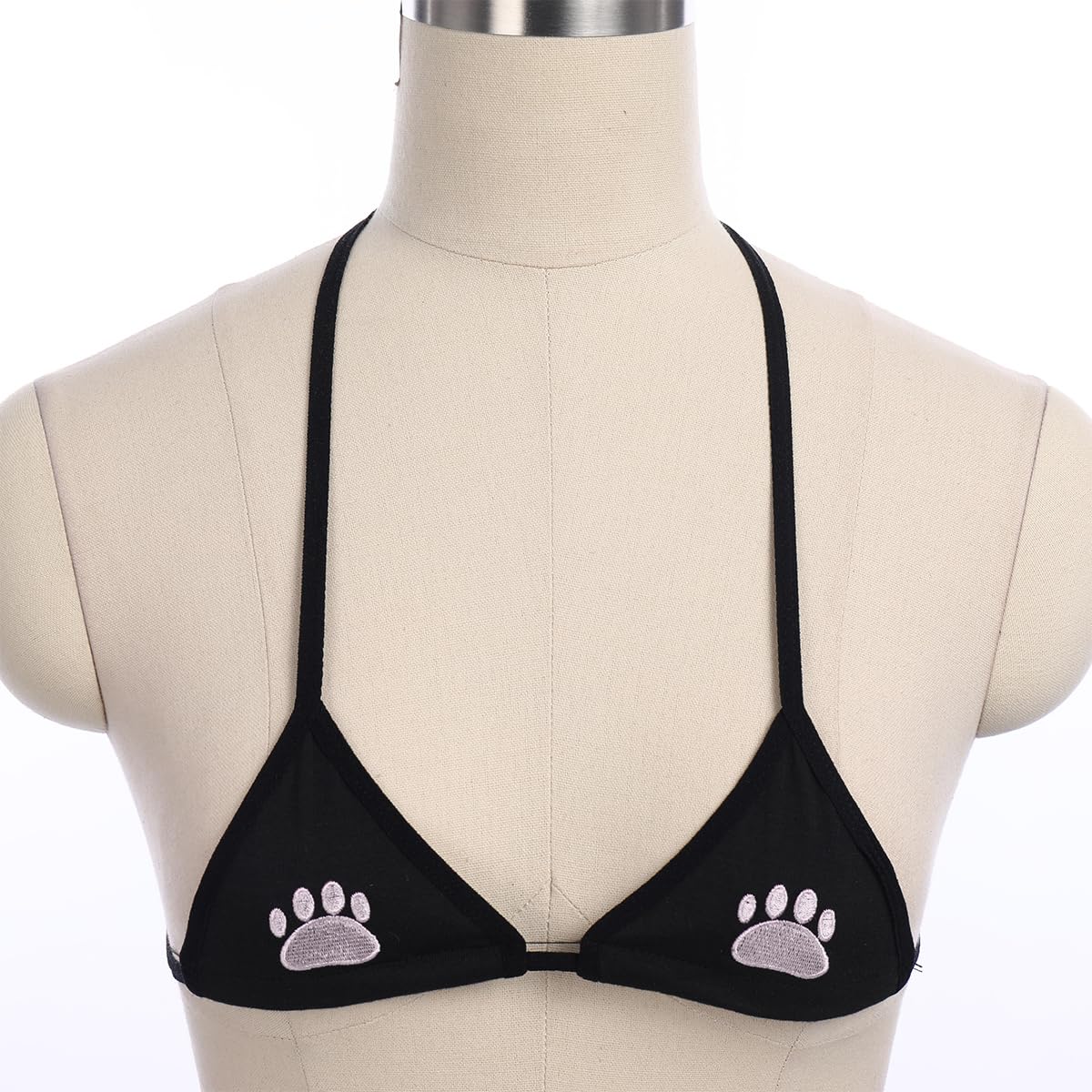 ABAFIP Womens Cute Kawaii Anime Cat Kitten Lingerie set Micro Bikini Strappy Tiny Bra Mini Panty Extreme Swimsuit: One Size Black-02