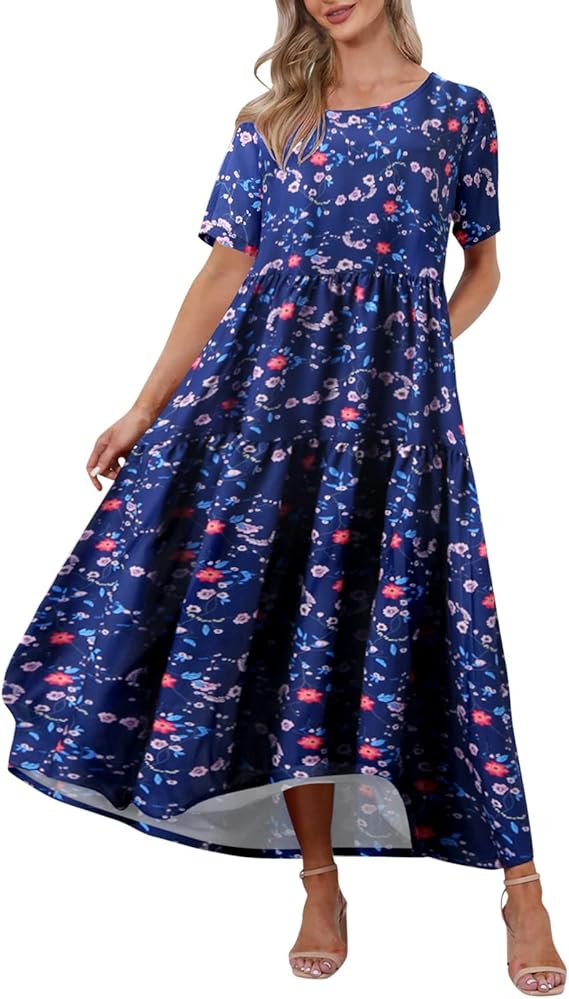 Amazon フレアワンピース ロングワンピース レースワンピース カジュアルドレス ロングワンピース 夏 レディース シャツワンピース 半袖 フレアワンピース ロングワンピース レースワンピース カジュアルドレスライン ワンピース 切り替え リボン おしゃれ 着痩せ