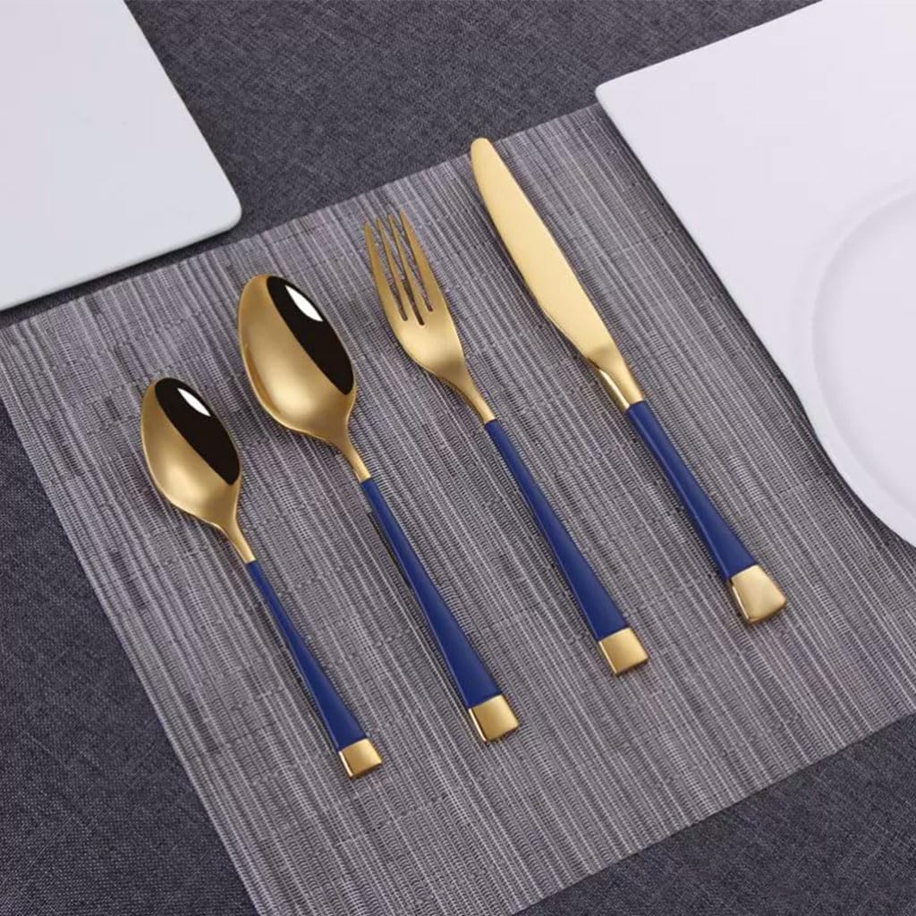 Ensemble de Couverts 4 pièces Couteau Fourchette cuillère en Acier Inoxydable Ensemble d'argenterie Miroir Poli Ensemble de Couverts hôtel Western dîner fourchettes