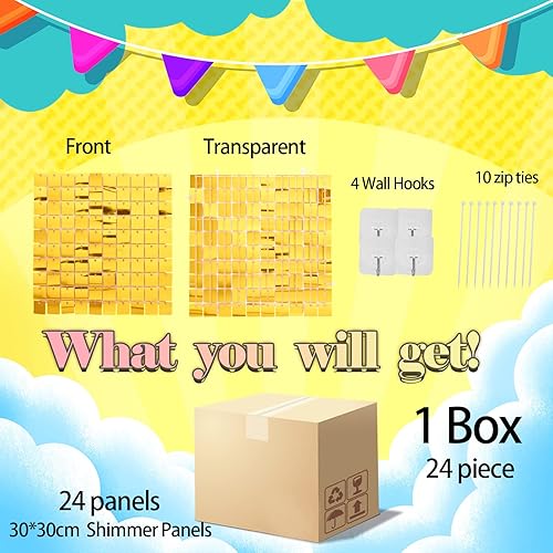 Miniatura 2 de Silver Shimmer Wall Backdrop for -24 Pcs Square Sequin Wall Panels Shimmer Backdrop,Wall Decor for Valentine's Day Decorations Birthday Wedding &
