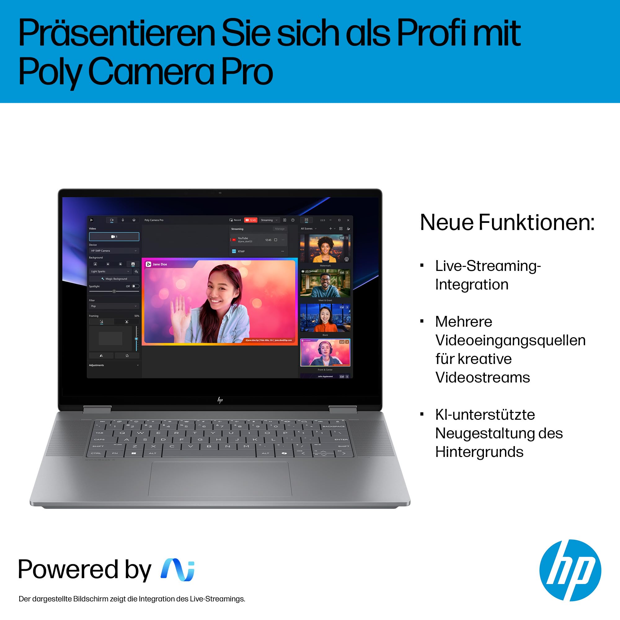 HP OmniBook X Flip 2in1 Laptop AMD Ryzen AI 5 340 16" WUXGA Touchscreen 16GB 512GB SSD Win11 Silber