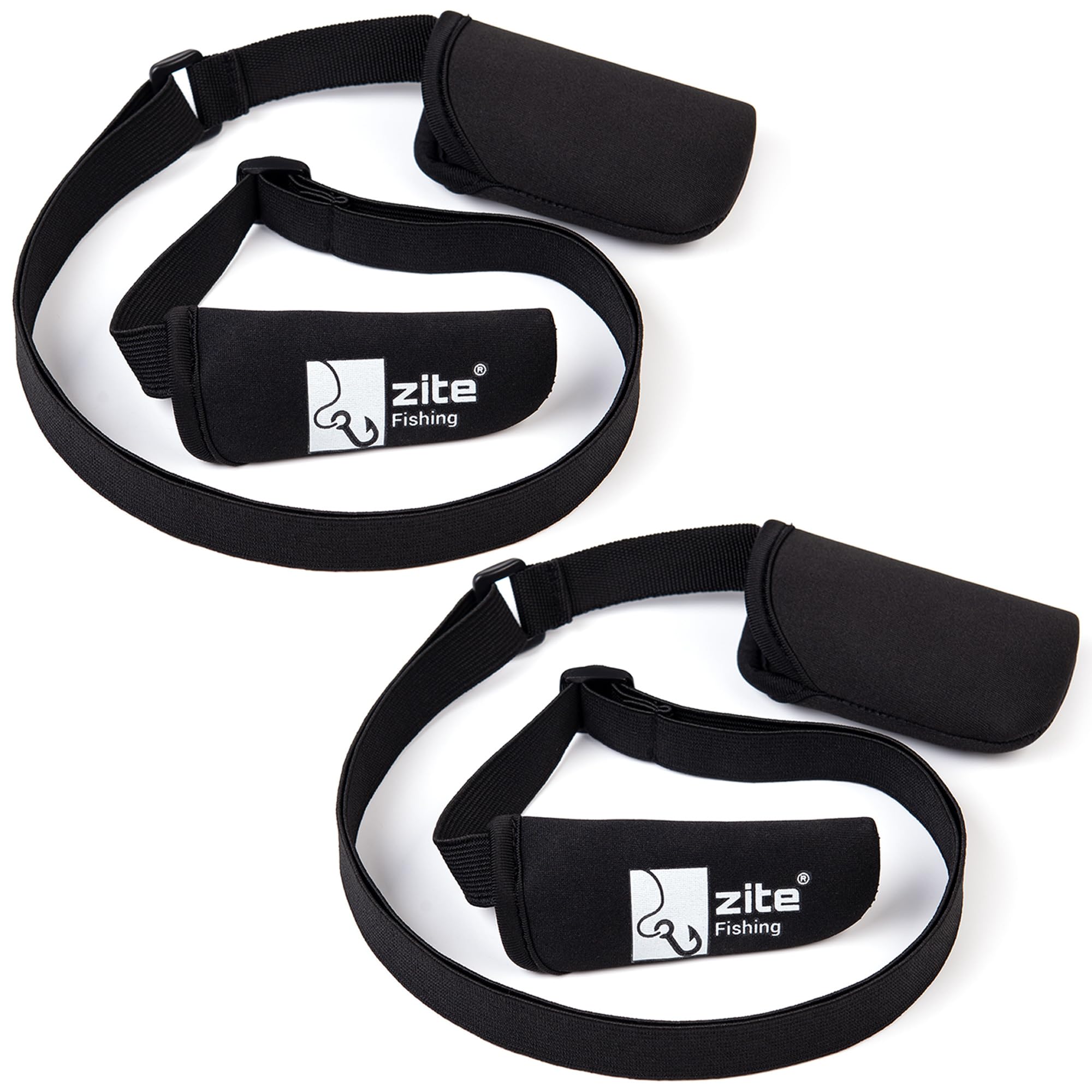 Zite Fishing Lot de 2 protections de canne à pêche | Réglable 80 à 220 cm | Protège-canne à pêche en deux parties | Protection pour la poignée et la pointe | Capuchons de canne à pêche noirs avec logo