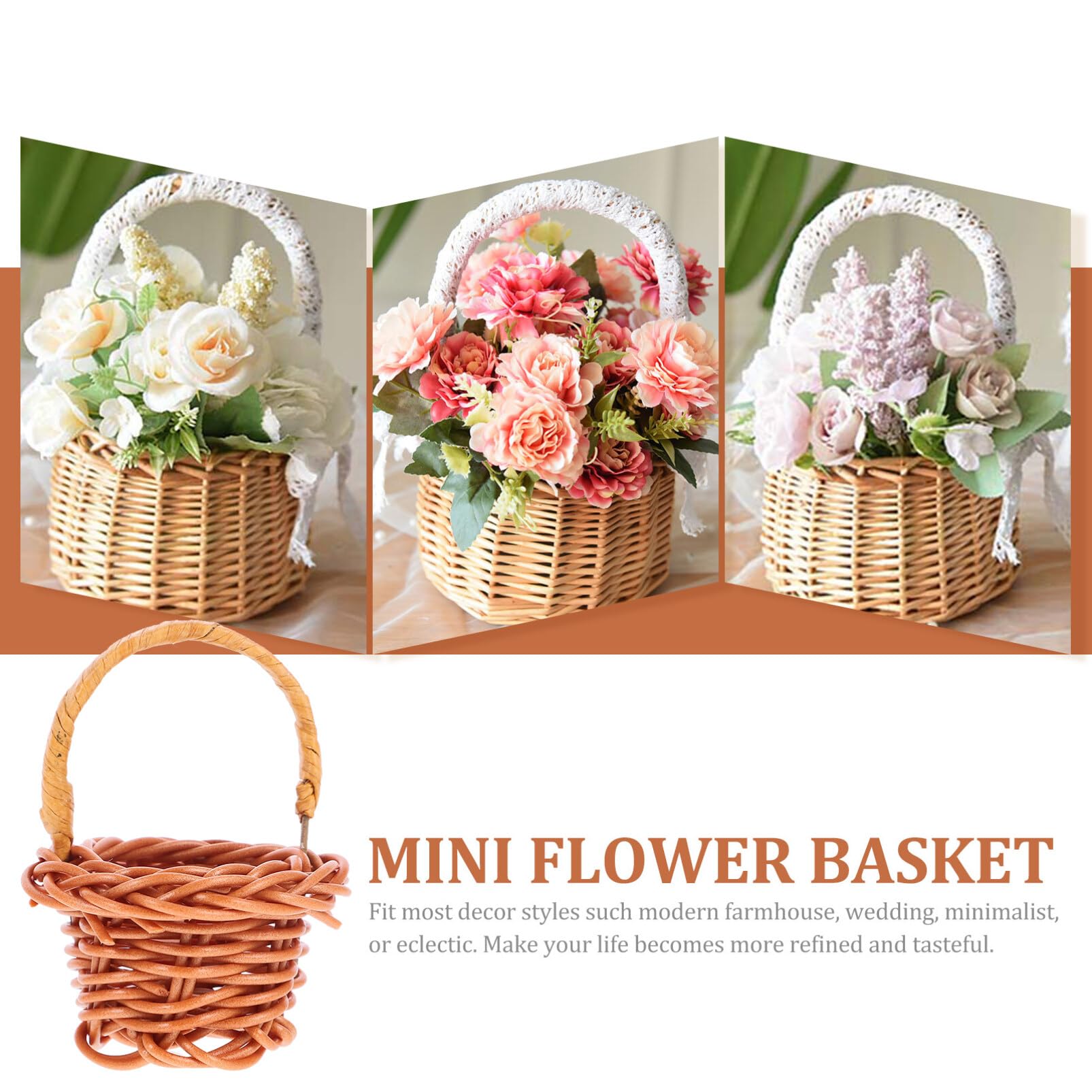 HOMEMAXS 2pcs Mini Woven Baskets With Handles Small Flower Baskets For Weddings And Parties - View #10