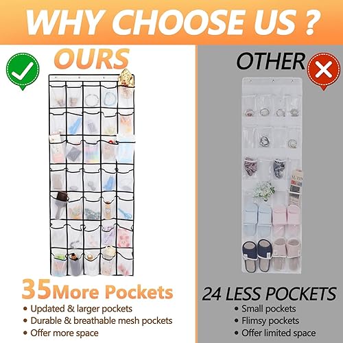 Miniatura 4 de Organizador de zapatos sobre la puerta con 35 bolsillos